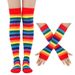 Rainbow Socks High Socks Cotton Knee Socks Women's Colorful Striped Gloves Party Props Set_viptrois.com