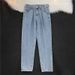 Men's Washed Blue Straight Leg Cropped Jeans Relaxed Fit Casual Ankle-Length Trousers Lightweight Nylon Blend_viptrois.com