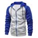 Men's plus Size Fleece Hooded Jacket Contrast Color Zipper Cardigan Casual Autumn Winter Top Foreign Trade Men's Clothing_viptrois.com