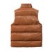Unisex Puffer Vest – Lightweight Quilted Jacket With Stand Collar (XS-XXL, Matte Shell, Black/Chestnut)_viptrois.com