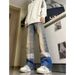 Men's Clothing High Street Gradient Wide Leg Jeans Washed Loose Straight High End Casual Contrast Trousers_viptrois.com