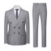 Men's Clothing Striped Suit Two Piece Men's Double Slit Suit Set_viptrois.com