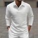 Men's Slim Fit Long Sleeve Polo Shirt With Textured Knit Fabric, Breathable & Machine Washable For Casual & Sporty Look_viptrois.com