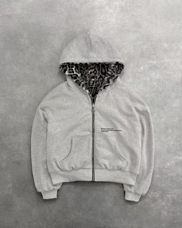 Men's Reversible Zip-Up Hoodie With Leopard Print - Oversized Pullover Sweatshirt For Winter & Fall, Unisex Streetwear_viptrois.com