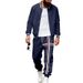 Men's Fleece-Lined Baseball Jacket & Pants Set - Winter Outdoor Casual Sportswear For Urban Commuting (Black, Navy, Grey, Grey/White Sleeves)_viptrois.com