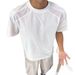 Men's Breathable Patchwork T-Shirt Short Sleeve Crew Neck Top Sports Casual Thin Summer Wear_viptrois.com