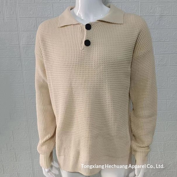 Pulse Pulse European And American Style Turn-Down Collar Fashion Urban Slim Fit Long Sleeve Knitted Sweater 2025 Autumn New_viptrois.com