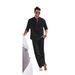 Men's Clothing Men's Solid Color Casual Cotton Long Sleeve Henry Shirt Pants Set_viptrois.com