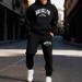 Men's Clothing Sportswear Tracksuit Casual Hoodie & Jogger Pants Set - Stylish Letter Print, Fleece-Lined Comfort, Loose Fit For Gym & Daily Wear_viptrois.com