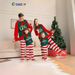 Christmas Santa hat alphabet stripes Christmas family suit printed home suit pajamas_viptrois.com