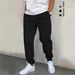 Men's Clothing 3D Printed Men's Holiday Casual Black And White Patchwork Loose Drawstring Pants ML01_viptrois.com