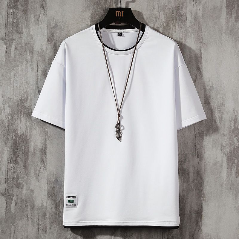 Men's Clothing Short Sleeved T Shirt Men's Two Piece 2024 Summer T Shirt Loose Round Neck Casual Short Sleeved_viptrois.com