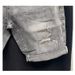 Summer New Denim Shorts Five Quarter Brand Slightly Wide Printed Trendy Korean Version Elastic Tear Hole Middle Men's_viptrois.com