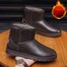 SHLIANG Men's Winter Thickened Fleece Lined Leather Surface Slip-On Snow Boots Outdoor Sports Bread Shoe Large Size Rubber Sole X0087_viptrois.com