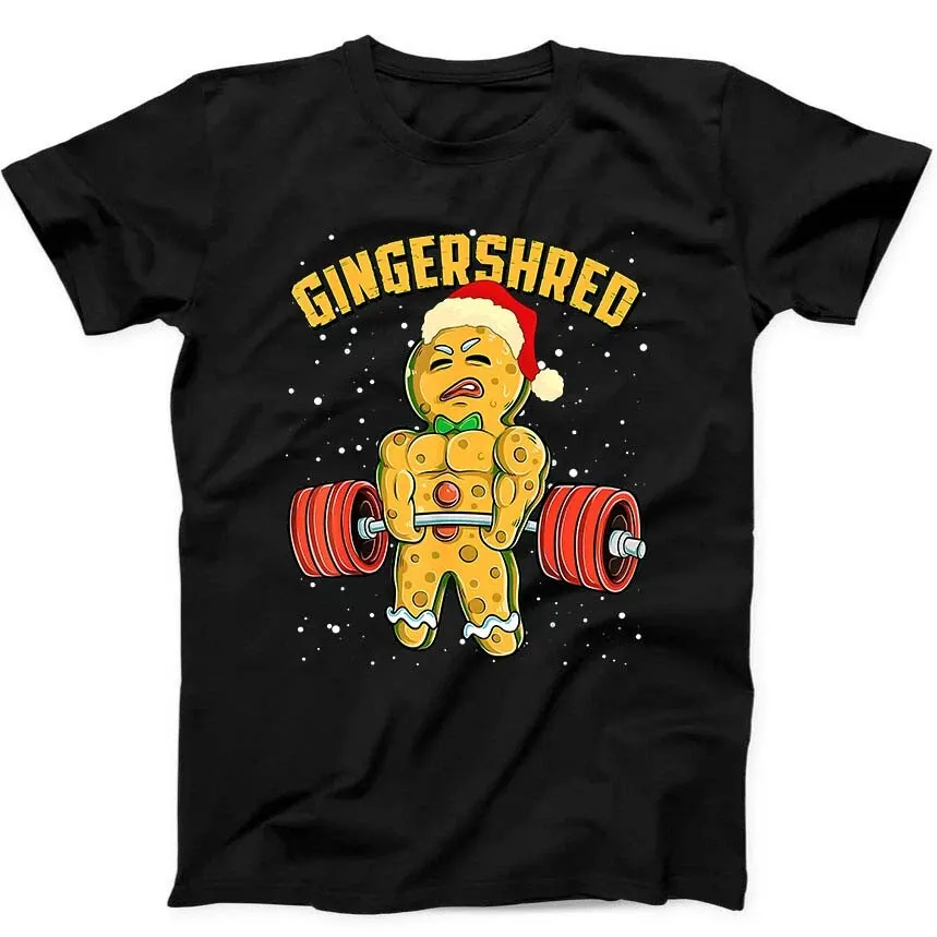 Gingershred Gym Bodybuilding Gingerbread Funny Gift Tee Black T Shirt Mens Womens Tees Top 264_viptrois.com