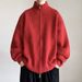 Men's Stand Collar Knitted Cardigan – Cleanfit Lazy Style, Unisex Oversized Sweater Jacket (M-3XL, White/Gray/Black/Red/Apricot White)_viptrois.com