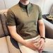 Ciphertext 2025 Douyin Popular New Chinese Stand-up Collar Men's Versatile Casual Henry Collar Short-sleeved Thin T-shirt_viptrois.com