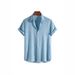 European And American Cross-Border Hot-Selling Rayon Fashion Trend Solid Color Dark Grid Short Sleeve Men's Shirt_viptrois.com