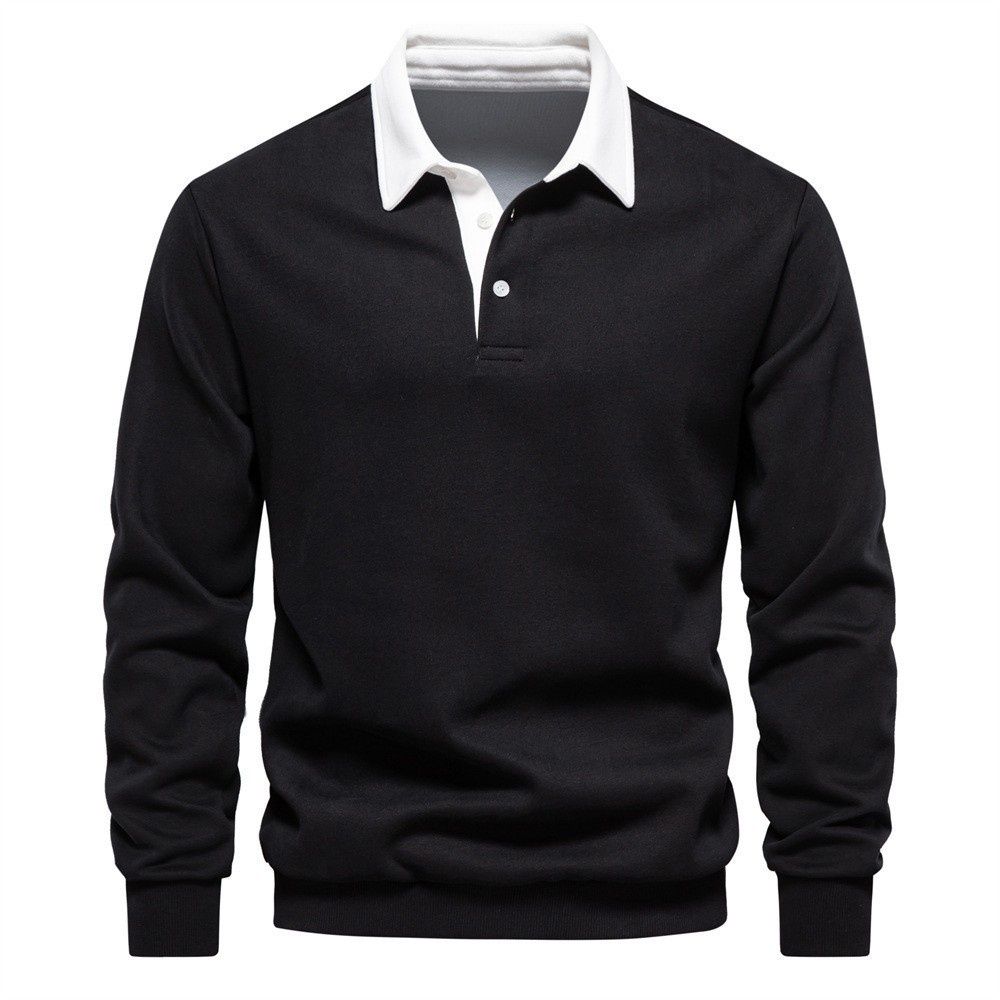 Pure 2025 Cross-Border Autumn Men's Long Sleeve Polo European Size Export Turn-Down Collar High-Quality Casual Versatile_viptrois.com