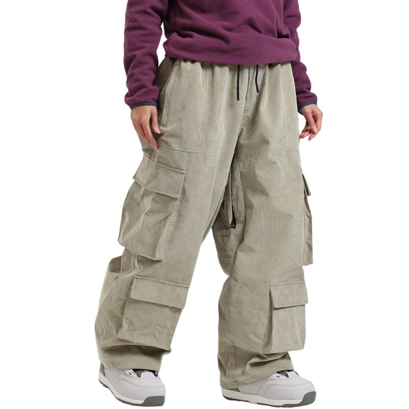 Unisex Waterproof Snow Pants With Multiple Pockets - Windproof & Breathable Corduroy Ski Trousers For Men & Women_viptrois.com