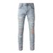 Men's Clothing American Retro Hole Men's High Street Diamond Jeans Men's Stretch Hole Jeans 6808_viptrois.com