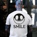 Camiseta Edición Limitada Halloween Con Cara Sonriente Oscura SMILE, Impresión Letras Grandes, Ropa De Pareja, Camiseta_viptrois.com