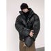 2024 Winter Retro Loose Solid Color Stand-up Neck Cotton Coat Men's Original Versatile Waist Cotton Coat Men_viptrois.com