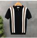Korean Style Slim Fit Men's T-Shirt Ice Silk Material Vertical Stripes Lapel Short Sleeve Business Casual Top For Youth_viptrois.com