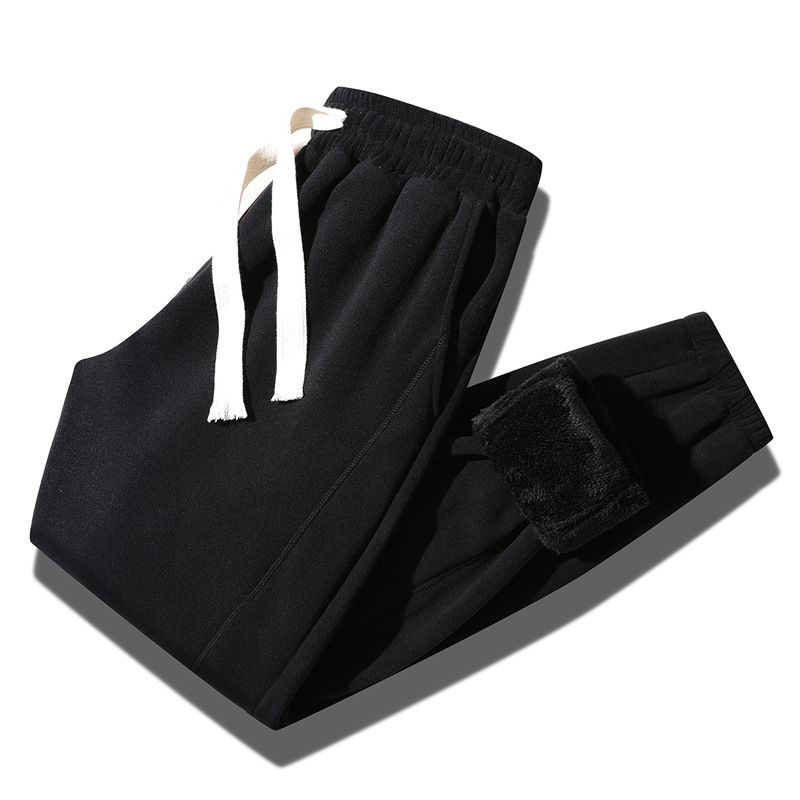 "Men's Fleece-Lined Jogger Pants, Winter Thermal Lounge Pants With Drawstring Waist, Thickened Polyester Casual Sweatpants_viptrois.com