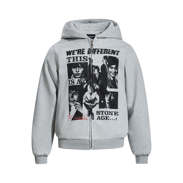 Band Print Portrait Hooded Cardigan Sweatshirt Jacket Men's Autumn Winter Loose Trendy Casual Sports Hoodie_viptrois.com