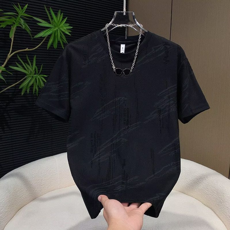 Pink Short Sleeved T-Shirt For Men Summer Round Neck Fashionable Couple Outfit Trendy Brand Versatile Stylish Design Top_viptrois.com