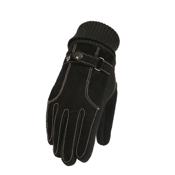 Men's Gloves Pigskin gloves men's winter riding touch screen warm windproof plus velvet thick cotton gloves outdoor riding motorcycle_viptrois.com