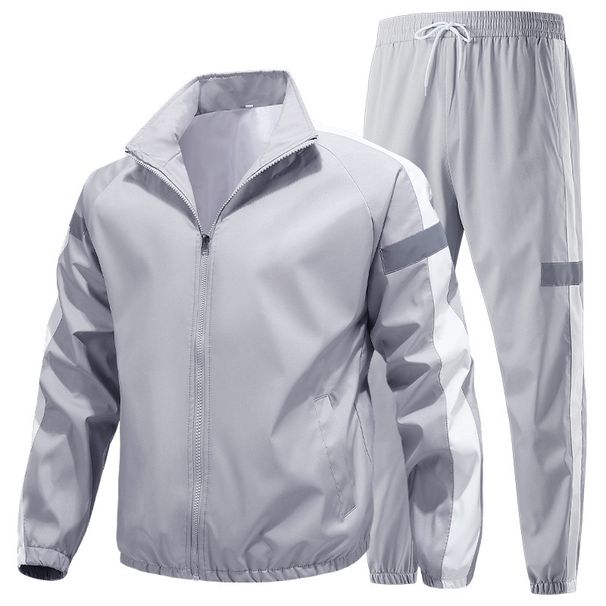 2025 Sports suit men's spring and autumn new reflective label two-piece set running casual sports couple's clothing can be d48a_viptrois.com
