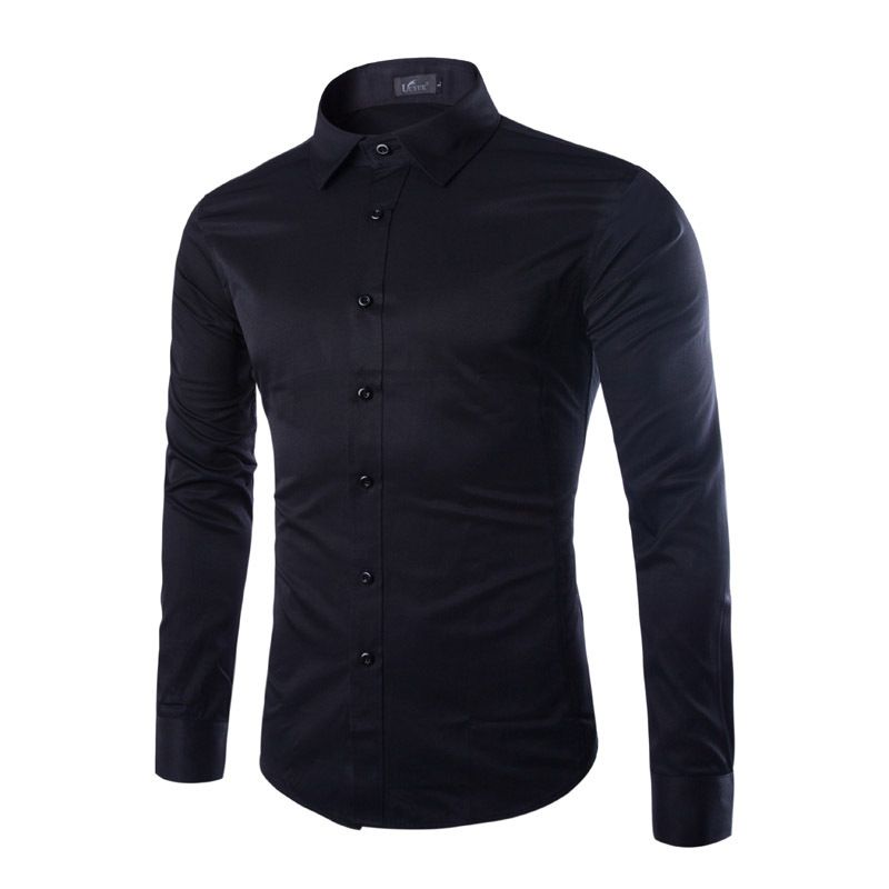 Men's Clothing Men's Long Sleeved Shirts Men's Foreign Trade New Solid Color Business Shirts Men's_viptrois.com