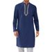Men's Clothing Fashionable Simple Long Embroidered Muslim Robe_viptrois.com