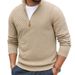 Men's Clothing Men's Zip-Up Turtleneck Sweater - Textured Knit Slim Fit Pullover (4 Colors, M-XXL) Fashion Trends_viptrois.com