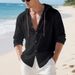 Plus Size Men's Hooded Cardigan American Style Solid Color Linen 15 Colors Loose Fit Spring Autumn Casual Long Sleeved_viptrois.com