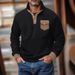 Nordmann European And American Cross-Border Men's Fleece Stand Collar Half Button Long Sleeve Tactical Pocket Flap Pullover_viptrois.com