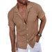 Men's Breathable Mesh Jacquard Casual Shirt Cross Border Sourcing Short Sleeved Suit Collar Openwork Texture_viptrois.com