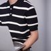Men's Clothing Knitted Striped Shirt Short Sleeved Business Casual Ice Silk Lapel Half Sleeved Top T Shirt_viptrois.com