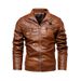 Men's leather jacket pu leather jacket European and American motorcycle clothing fleece leather jacket men_viptrois.com