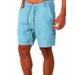 Men's Casual Drawstring Sweatpants Summer Style Solid Color Cotton Linen Five Point Shorts_viptrois.com