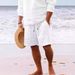 Men's Drawstring Cotton Linen Shorts 2023 Hot Selling Independent Sites in Europe And America Cross Border Swimwear_viptrois.com