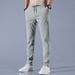 Men's Clothing Men's Summer Casual Pants Thin Straight Color Matching Personality Trend Spot Ice Silk Pants_viptrois.com