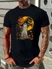 Halloween Pumpkin Ghost Autumn Leaves Graphic Art T-Shirt Breathable Stylish Unisex Soft Women Stretched Streetwear Versatile Graphic Women Top Graphic Tees Slightly Print Round Neck Short Sleeve Female Comfortable Top For Everyday Wear_viptrois.com