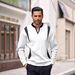 2025 Men's Jacquard V-Neck Pullover Sweatshirt - Oversized Casual Long Sleeve Top For Street Style_viptrois.com