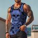2026 Cross-Border Summer Beach Vacation Skull Print Fitness Workout Casual Style Men's Vest_viptrois.com