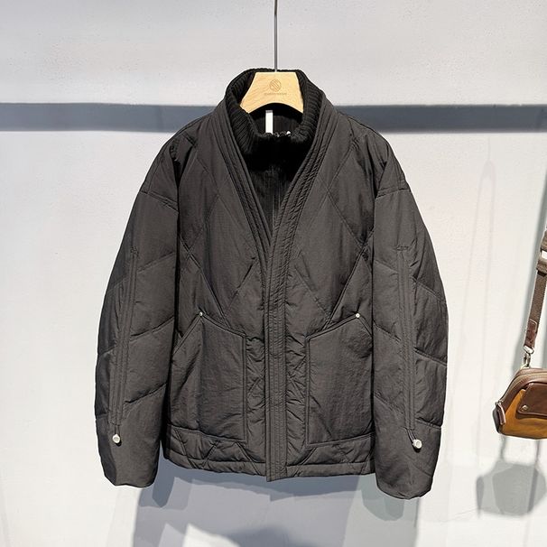 Winter New Trend Solid Color Warm Thickened Stylish Casual Versatile Stand Collar Down Jacket For Men_viptrois.com