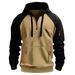 Men's Color-Block Zip-Up Hoodie - Oversized Casual Pullover With Contrast Sleeves & Pocket Details_viptrois.com