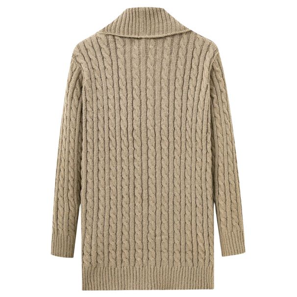 Loom Cross-Border Clothing Men's Long Cardigan Knit Jacket European And American Style Solid Color Autumn Winter Outdoor_viptrois.com